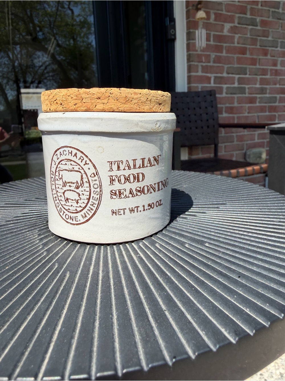 J. Zachary Rollingstone Minnesota Italian Seasoning Crock Cork Lid